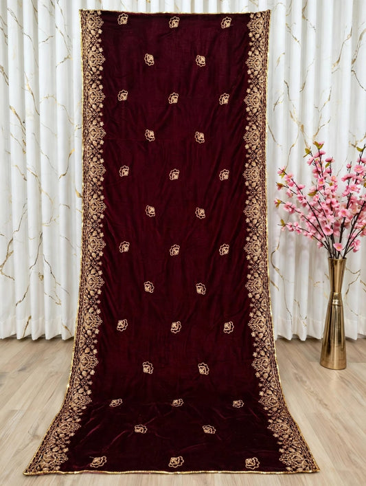 Bareeze velvet  Women Shawl classic printed  border 🪡 work, 713