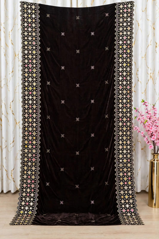 Bareeze velvet  Women Shawl premium border 🪡 work, 723
