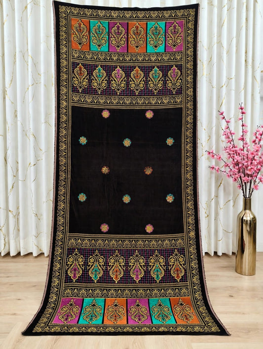 Bareeze Women Shawl classic printed  border 🪡 work, 712