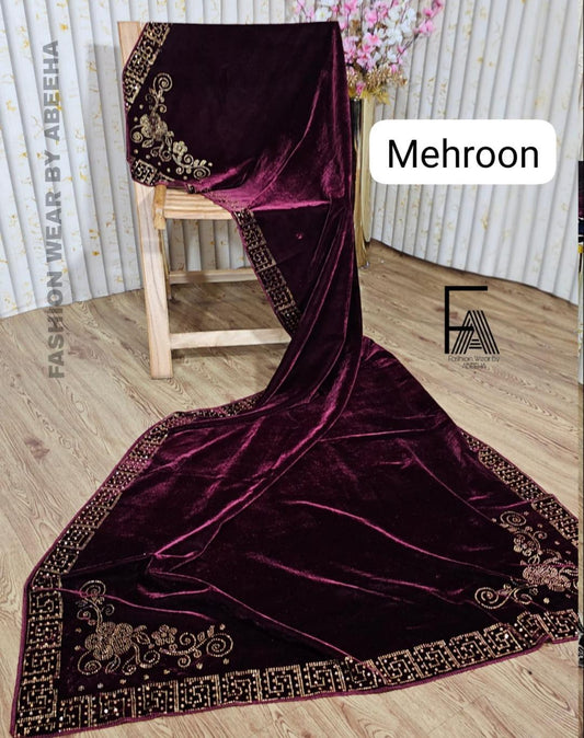 Bareeze velvet  Women Shawl premium Micro stone 🪡 work, 719