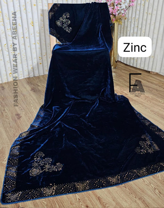 Bareeze velvet  Women Shawl premium Micro stone 🪡 work, 717