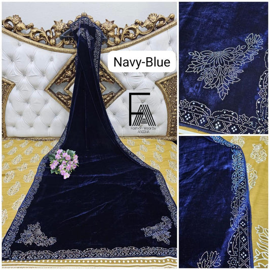 Bareeze velvet  Women Shawl premium Micro stone 🪡 work, 721