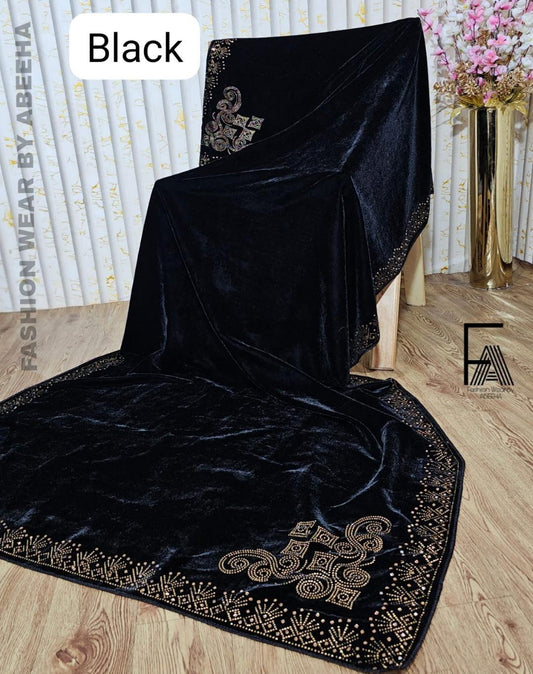 Bareeze velvet  Women Shawl premium Micro stone 🪡 work, 720